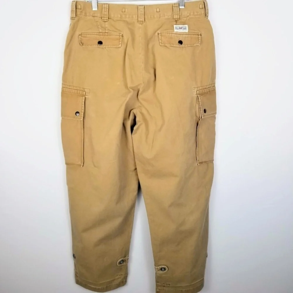 Vintage Polo Ralph Lauren Military Baggy Cargo Pants Beige Khaki Men’s 36x30